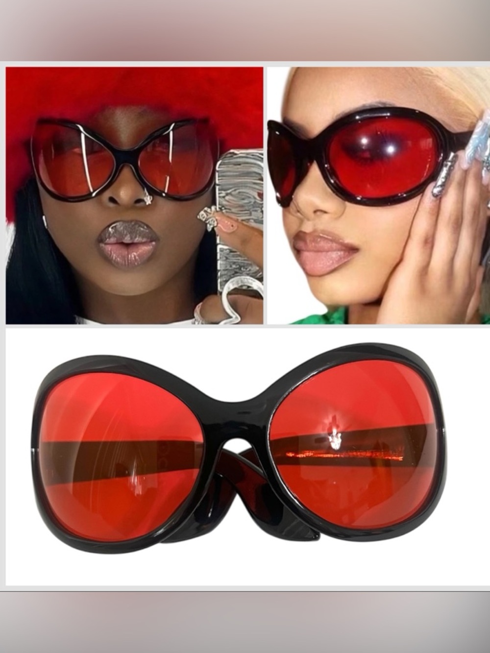 π₯π₯πRed and Black Oversized Wrap around Sunglasses - Picture 7 of 7